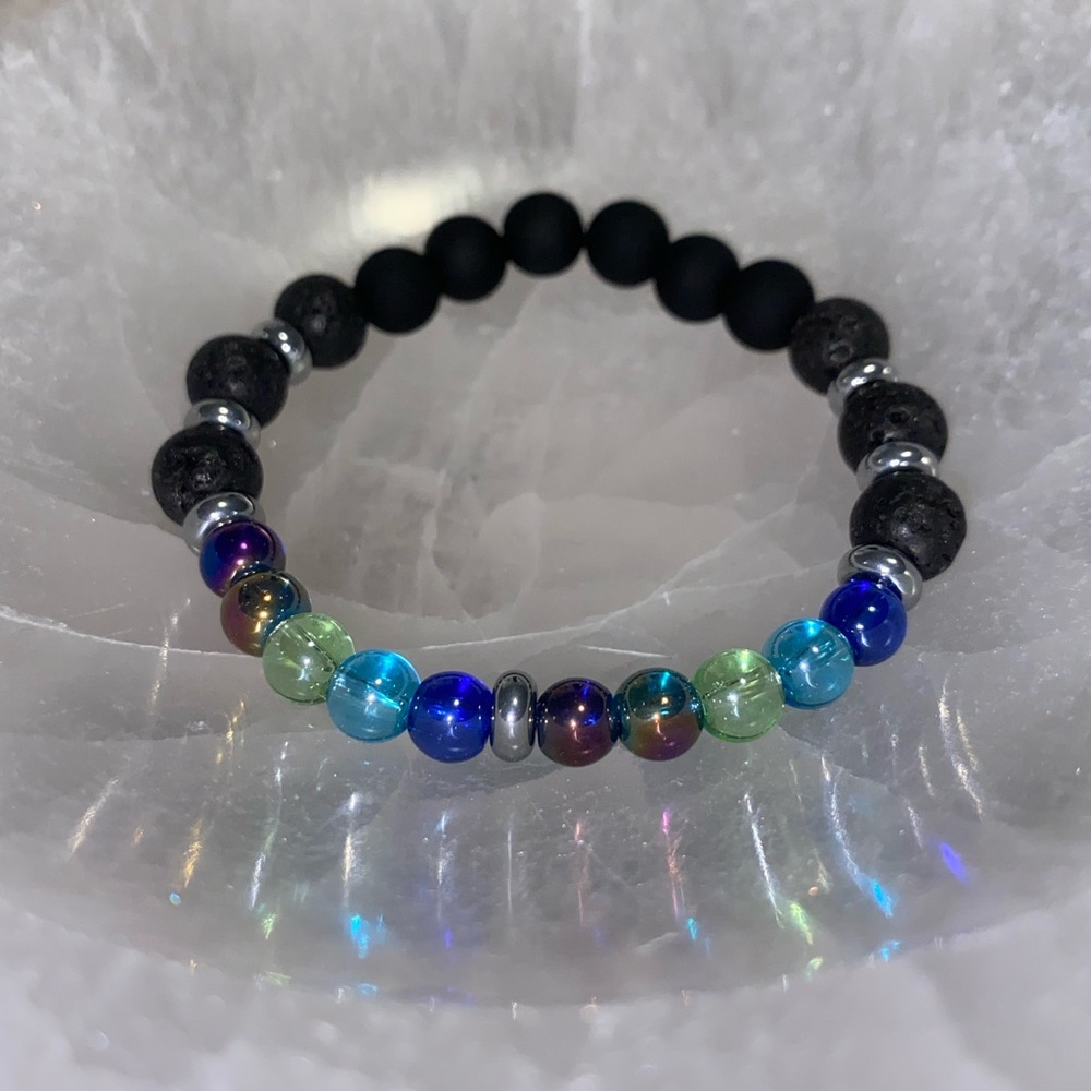 NEW 3/$22 Lava & Glass Bead Bracelet